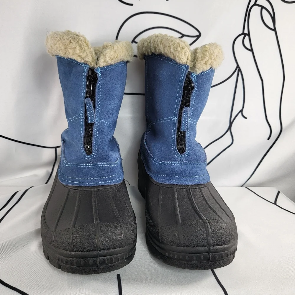 Northside ThermoLite Thin Insulation 9 Denim Blue Black Suede Zip Ankle Boots - Picture 2 of 9